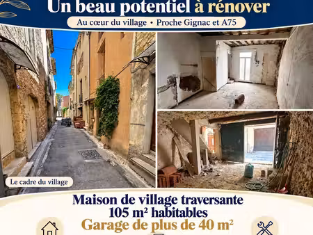maison de village 105 + 40m2 garage a rénover.