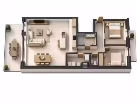 appartement charmant de plain-pied avec 2 chambres  carport