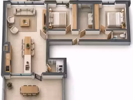 appartement lumineux avec 2 chambres  2 terrasses et garage
