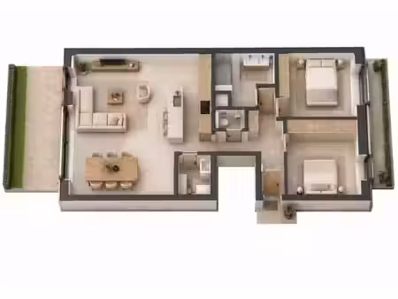 appartement spacieux de plain-pied avec 2 chambres  carport
