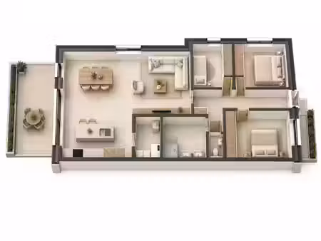bel appartement neuf avec 3 chambres  carport et terrasses s