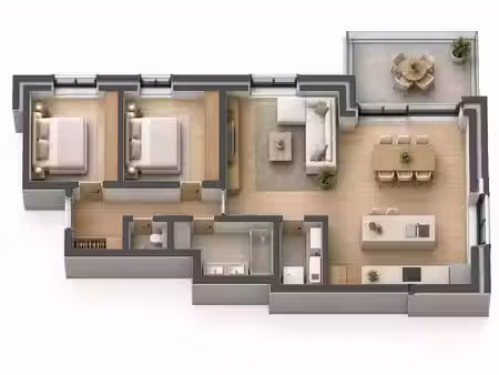 charmant appartement avec 2 chambres  carport et grande terr