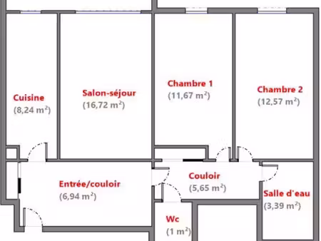 3 pièces dans résidence calme et sécurisée
