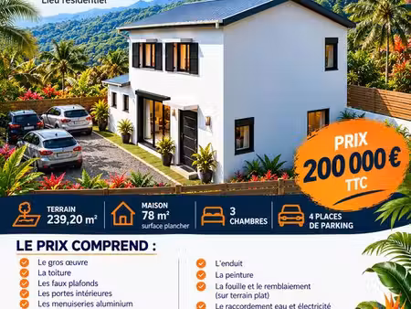 terrain + maison neuve – 3 chambres – 78 m² – plaine-des-palmistes
