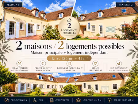 propriété rénovée avec 2 logements possibles 155 m² + 41 m² aucun travaux