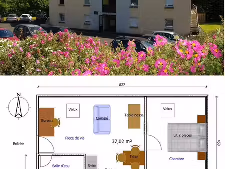 t2 meublé & équipé  parking privé