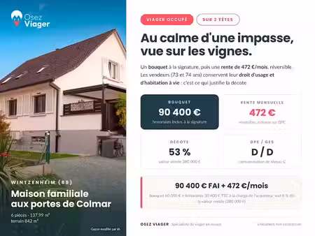 vente maison 6 pièces 137.99 m² à wintzenheim (68920)  90 400 €