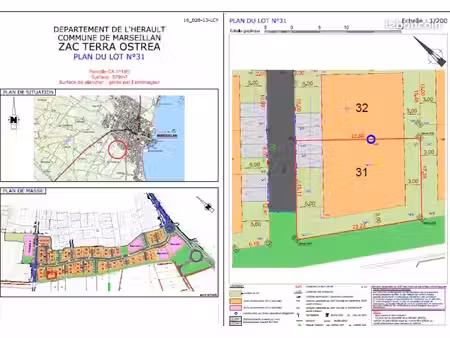 vendre – terrain constructible 379 m² – marseillan