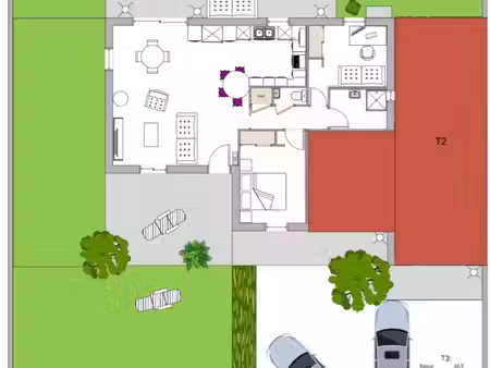maison t3 meublée de 75 m² avec jardin – secteur la ramée / tournefeuille
