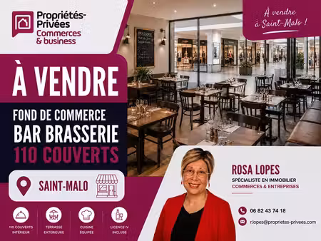 35400 saint malo - bar brasserie pizzeria 200 m² / 110 couverts
