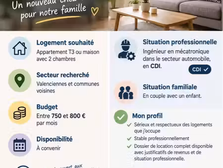 ? recherche t3 à louer – valenciennes et alentours
