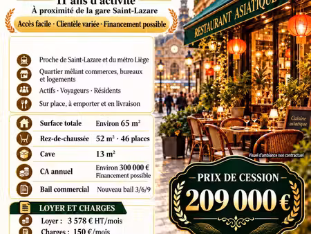 vente restaurant 65 m²