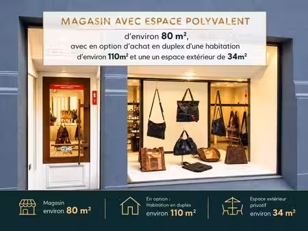 espace de ±80 m² avec vitrine – habitation en option