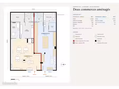 commerce aix la duranne 160m² divisible
