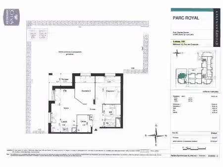 appartement à louer 3 pièces 57.39 m² - saint-cyr-sur-loire (37) - 823€