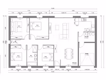 vente maison neuf 5 pièces 108m2 la jarrie - 275000 € - surface privée