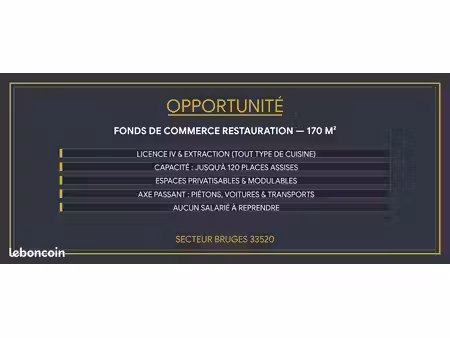 fonds de commerce restaurant 178 m²