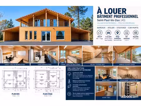 local professionnel 250 m² + 100 m² couverts – bureaux / atelier