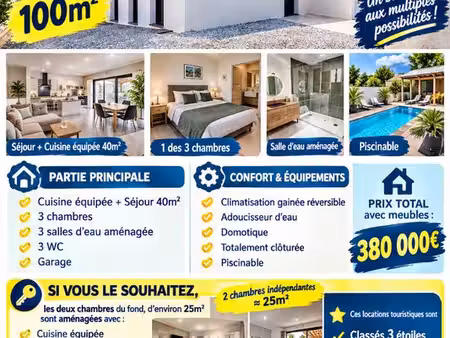 à vendre pour personnes souhaitant un beau complément de revenus  villa 3ch aménagée avec 