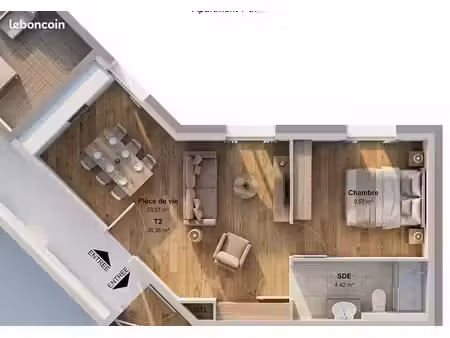 appartement 2 pièces 39 m²