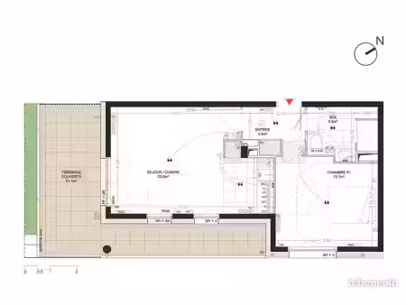 appartement 2 pieces d’exception de 45.2 m² + grande terrasse de 21.1 m² + parking | nante