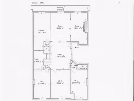 appartement de 116 m2 situé 7 avenue foch au 4 eme étage avec 2 tres grands balcons