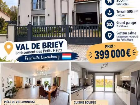 pavillon contemporain 200 m2 habitable - 5/ 6 chambres – terrain 595 m² – val de briey- pr