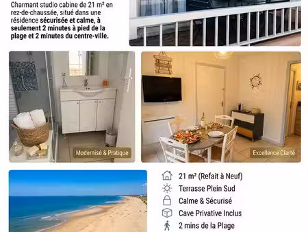 studio cabine 21 m² + terrasse – merlimont plage – 2 min mer