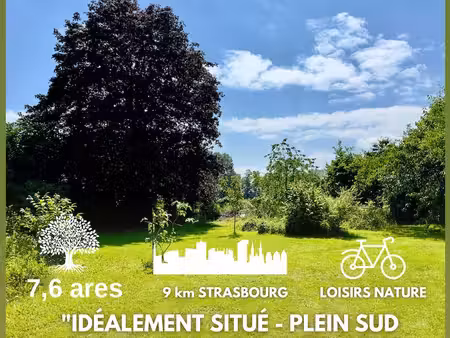terrain viabilisé 7 6 ares – plein sud  vue sur les champs – 10 km de strasbourg
