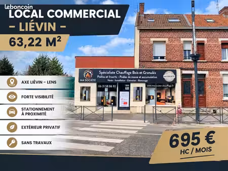local commercial 63 m² à louer – liévin  axe liévin-lens – vitrine