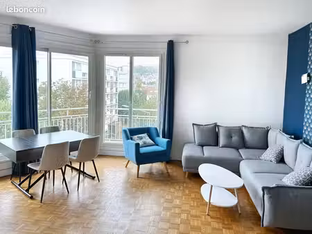 suresnes – beau t3 meublé de 64 m² lumineux et traversant  avec balcon  vue dégagée et cav