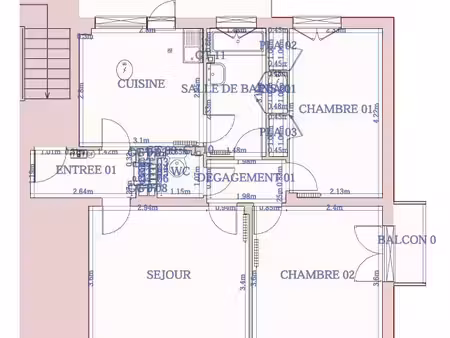 appartement 3 pièces 62 m²