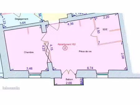 loue t2 meublé 46 m²
