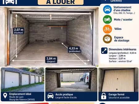 ◊ garage / box fermé à louer – bourg-lès-valence (26500)