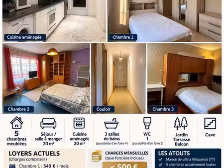 villeparisis (77) : maison de ville avec 5 chambres louées – rentabilité locative de 31 68