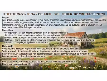 location maison pleins pieds