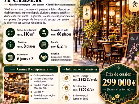 vente restaurant 110 m²