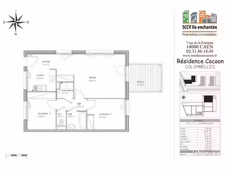à louer – appartement t3 de 64 6 m² avec 2 places de parking à colombelles