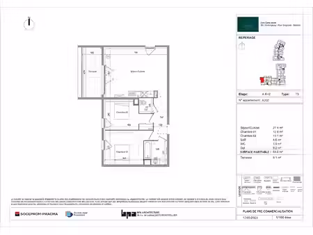 location appartement 3 pièces 63.6 m² à beziers (34500)  755 €