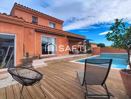 villa 188 m²  séjour 71 m²  6 pièces  piscine chauffée sur terrain arboré de 510 m²