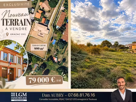 grazac (31) – terrain de 999 m² au calme  en fond d’impasse