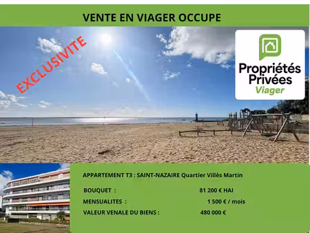 viager occupé appartement saint nazaire 4 pièce(s) 98 m2