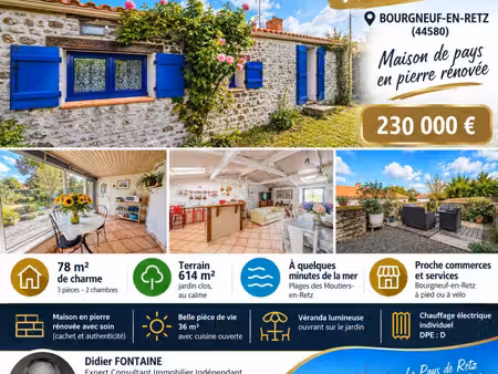 maison de pays en pierre rénovée – 77 m² – proche plages et commerces