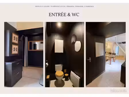 duplex à louer t4 rénové 2/3 ch  véranda  terrasse  2 parkings