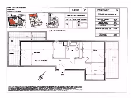 appartement t2 + bureau - la garde