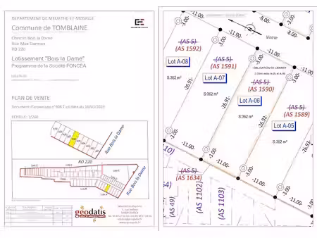 vente terrain 364 m² à tomblaine (54510)  99 400 €