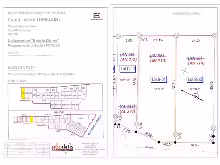 vente terrain 579 m² à tomblaine (54510)  148 100 €