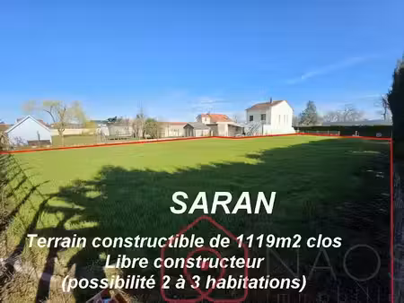 vente terrain 1190 m² à saran (45770)  223 000 €