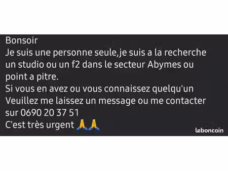 recherche un studio sur point a pitre ou abymes