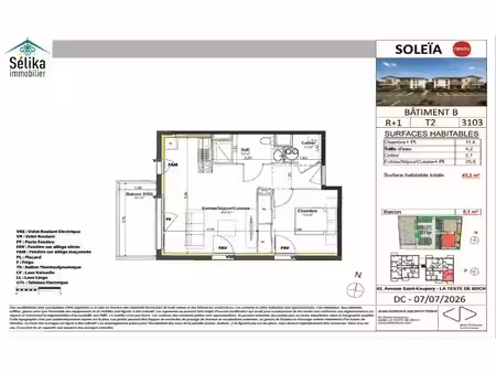 t2 neuf en vefa avec balcon  cellier et parking